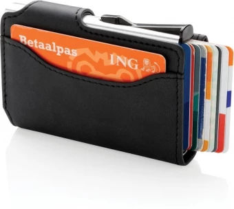 Standardi alumiininen RFID- korttikotelo PU-lompakolla, musta