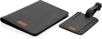 Swiss Peak GRS kierrätetystä PU:sta valmistettu matkalahjasetti, musta