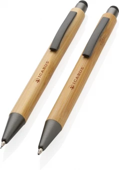 Bambusta valmistettu moderni kynäsarja laatikossa