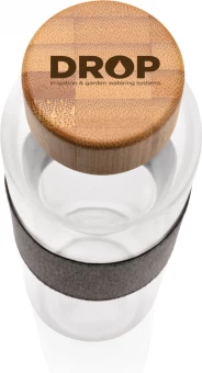 Impact borosilikaattilasipullo bambukannella, läpinäkyvä