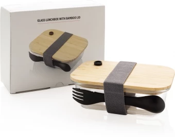 Lasinen lounasrasia bambukannella, läpinäkyvä