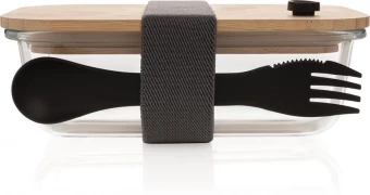 Lasinen lounasrasia bambukannella, läpinäkyvä