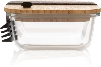 Lasinen lounasrasia bambukannella, läpinäkyvä