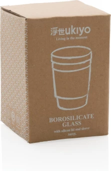Ukiyo borosilicate glass with silicon lid and sleeve, black
