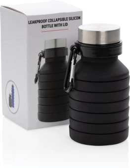 Vuodonkestävä taitettava silikonipullo kannella