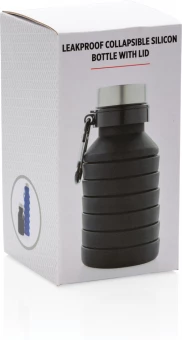 Vuodonkestävä taitettava silikonipullo kannella