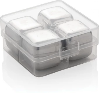 Uudelleenkäytettäviä ruostumattomasta teräksestä valmistettuja jääkuutioita 4kpl