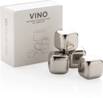 Uudelleenkäytettäviä ruostumattomasta teräksestä valmistettuja jääkuutioita 4kpl