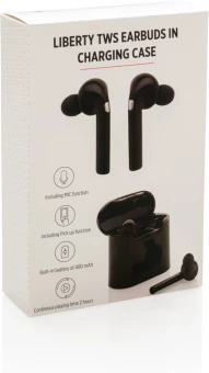 Liberty langattomat nappikuulokkeet latausrasiassa