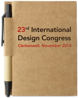 Kierrätetty muistikirja ja kynä