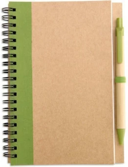 B6 kierrätetystä materiaalista valmistettu muistikirja ja kynä