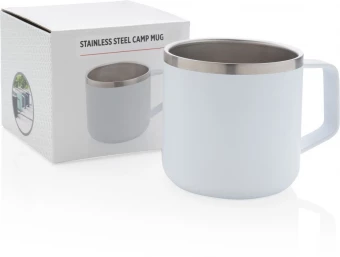 Ruostumattomasta teräksestä valmistettu retkeilymuki