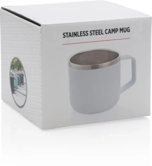 Ruostumattomasta teräksestä valmistettu retkeilymuki