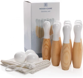 Puinen keilasetti, ruskea