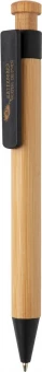 Bamboo pen with wheatstraw clip, black