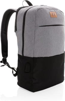 Moderni 15.6" USB & RFID kannettavan tietokoneen reppu PVC vapaa, musta