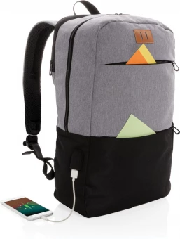 Moderni 15.6" USB & RFID kannettavan tietokoneen reppu PVC vapaa, musta