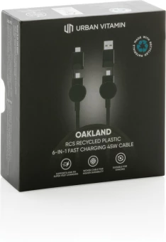 Oakland RCS pārstrādāta plastmasas 6-in-1 ātrās uzlādes 45W kabelis