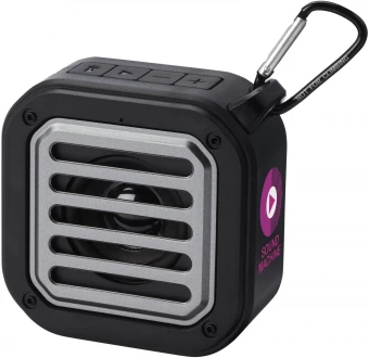 Solo 3 W:n IPX5 RCS -kierrätetystä muovista valmistettu, aurinkoenergialla toimiva Bluetooth®-kaiutin jousihaalla