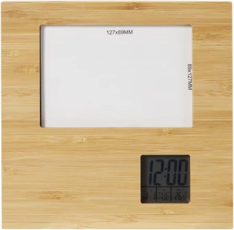 Sasa bambusta valmistettu valokuvakehys lämpömittarilla