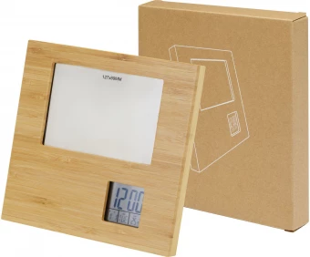 Sasa bambusta valmistettu valokuvakehys lämpömittarilla