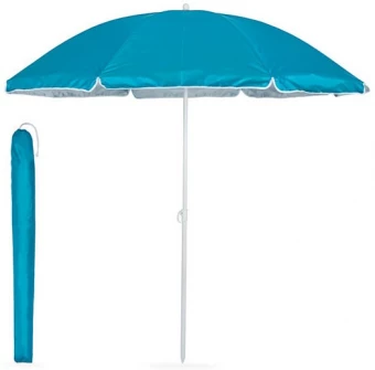 Portable sun shade umbrella in 210T polyester with inner UV coating for instant protection (SPF 30+). Lightweight and adjustable. Portable pouch included. Ø 150 cm.