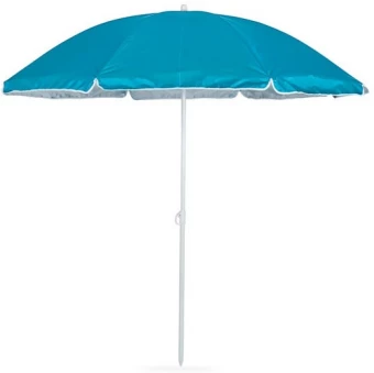 Portable sun shade umbrella in 210T polyester with inner UV coating for instant protection (SPF 30+). Lightweight and adjustable. Portable pouch included. Ø 150 cm.