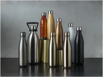 Cove 500 ml tyhjiöeristetty pullo, ruostumatonta terästä, puupainatus