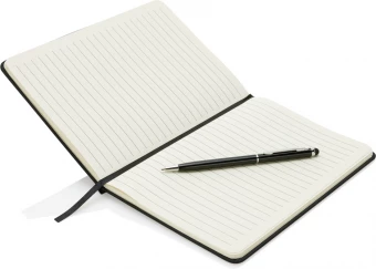 Basic kovakantinen PU A5 muistikirja osoitinkynällä