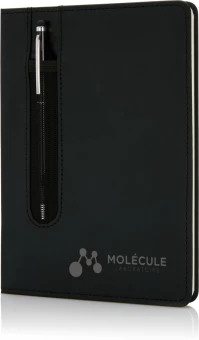 Basic kovakantinen PU A5 muistikirja osoitinkynällä