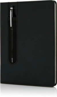 Basic kovakantinen PU A5 muistikirja osoitinkynällä