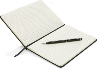 Basic kovakantinen PU A5 muistikirja osoitinkynällä