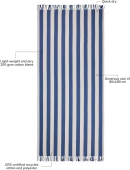 VINGA Ornos GRS kierrätetty puuvillainen hamam-pyyhe