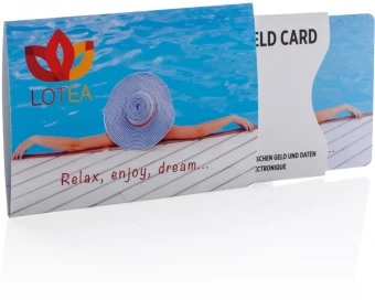 Anti-skimming RFID korttisuoja aktiivisella häirintäsirulla, valkoinen