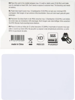 Anti-skimming RFID korttisuoja aktiivisella häirintäsirulla, valkoinen