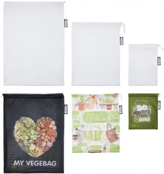 Rob 3-osaline RPET-st köögiviljakottide komplekt