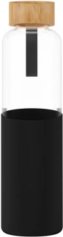 SCX.design D21 550 ml:n borosilikaattilasipullo kierrätetyllä silikonipäällyksellä ja bambukorkilla