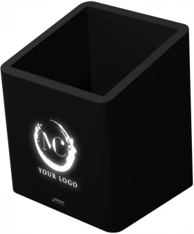 SCX.design O11 antibakteerinen kynäteline kahdella USB-lähtöliitännällä ja valaistuvalla logolla