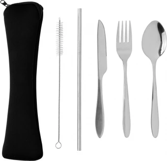 4 PCS ruostumattomasta teräksestä valmistettu uudelleenkäytettävä ruokailuvälinesarja