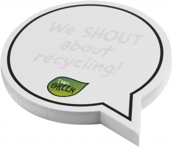 Sticky-Mate® -puhekuplanmuotoiset kierrätetystä materiaalista valmistetut tarralaput