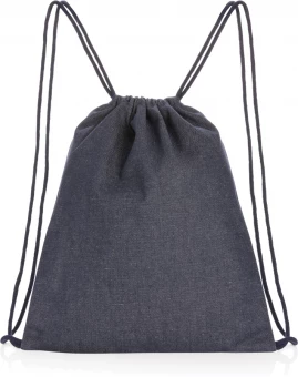 Impact AWARE™ kierrätetystä farkkukankaasta valmistettu reppu kiristysnauhalla