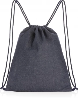 Impact AWARE™ kierrätetystä farkkukankaasta valmistettu reppu kiristysnauhalla