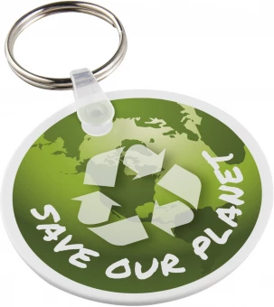 Tait ympyränmuotoinen kierrätetty avaimenperä