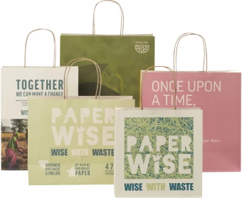 Taaskasutatud materjalist paberkott, väike