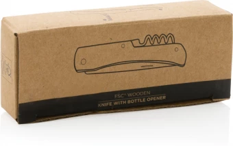 Puinen veitsi pullonavaajalla