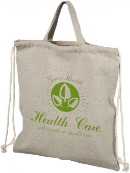 Kierrätetystä 150 g/m² materiaalista valmistettu kiristysnyörillinen Pheebs-reppu