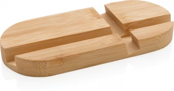 Bambusta valmistettu tabletti- ja puhelinteline