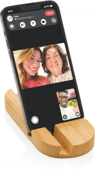 Bambusta valmistettu tabletti- ja puhelinteline