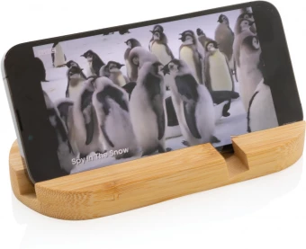 Bambusta valmistettu tabletti- ja puhelinteline