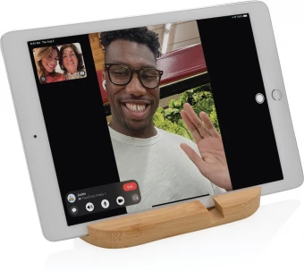 Bambusta valmistettu tabletti- ja puhelinteline